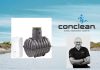 Bild på produkten Conclean professional, Concleans logotyp och Göran Edqvist från Conclean. I bakgrunden vatten och hav.