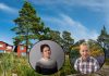 Foton på Åsa Gunnarsson från Havs- och vattenmyndigheten samt David Eveborn från SGU. I Bakgrunden röda hus på en klippig slutting, tallar och blå himmel.